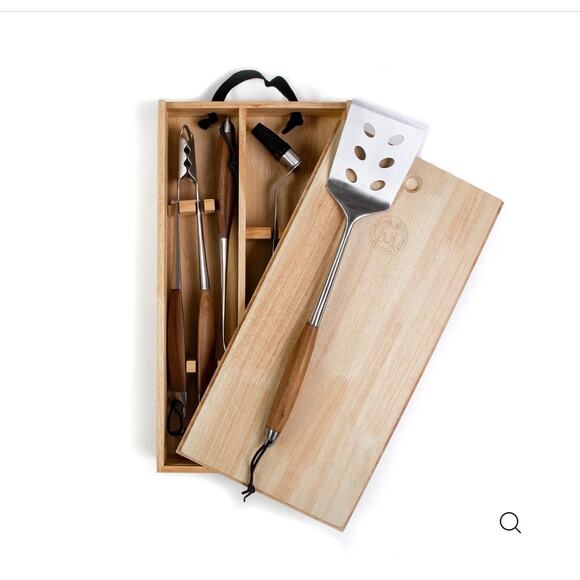 NIB Schmidt Bros Bonded Teak 4-Piece Grill Set - Picture 6 of 7